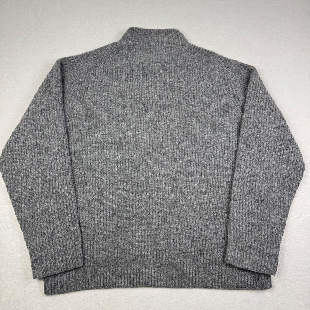 Woolrich Mens Gray 100% Wool Ribbed Quarter Button Mock Neck Sweater XXL 9020 - Picture 2 of 10